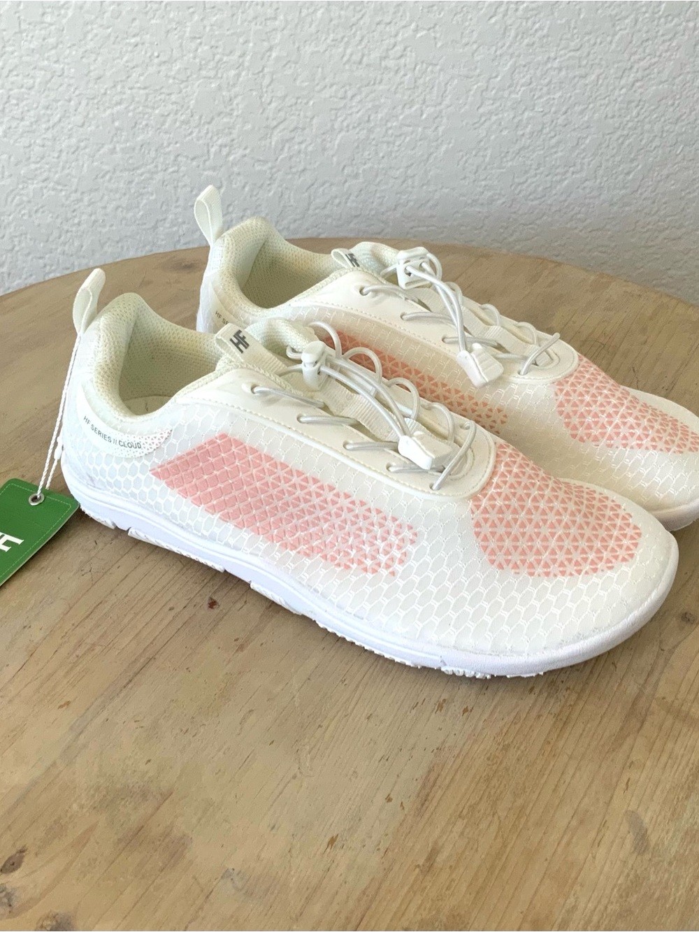 Women’s Lightweight Barefoot Sneakers, White with Peach Accents